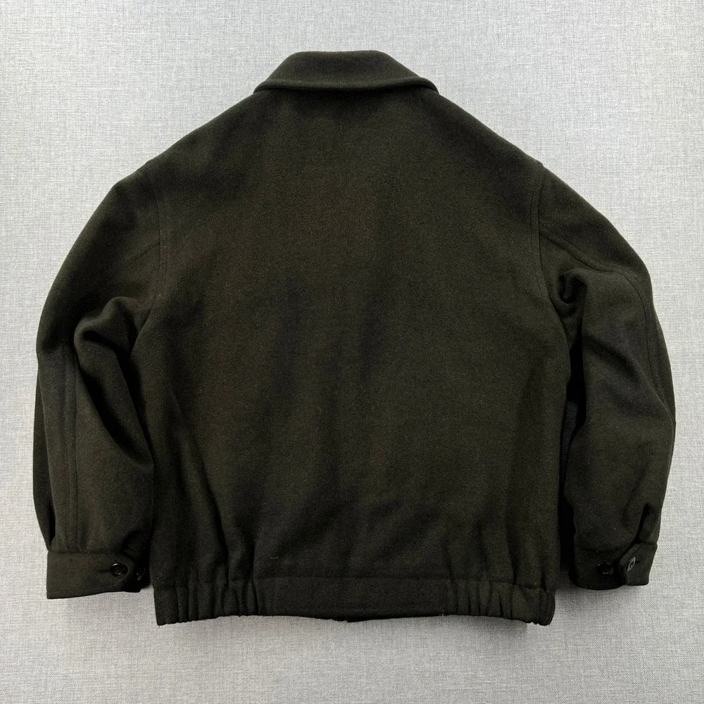 VTG Sar-Felice Bomber Jacket Mens L Green Wool Cashmere Full Zip Italian Fabric
